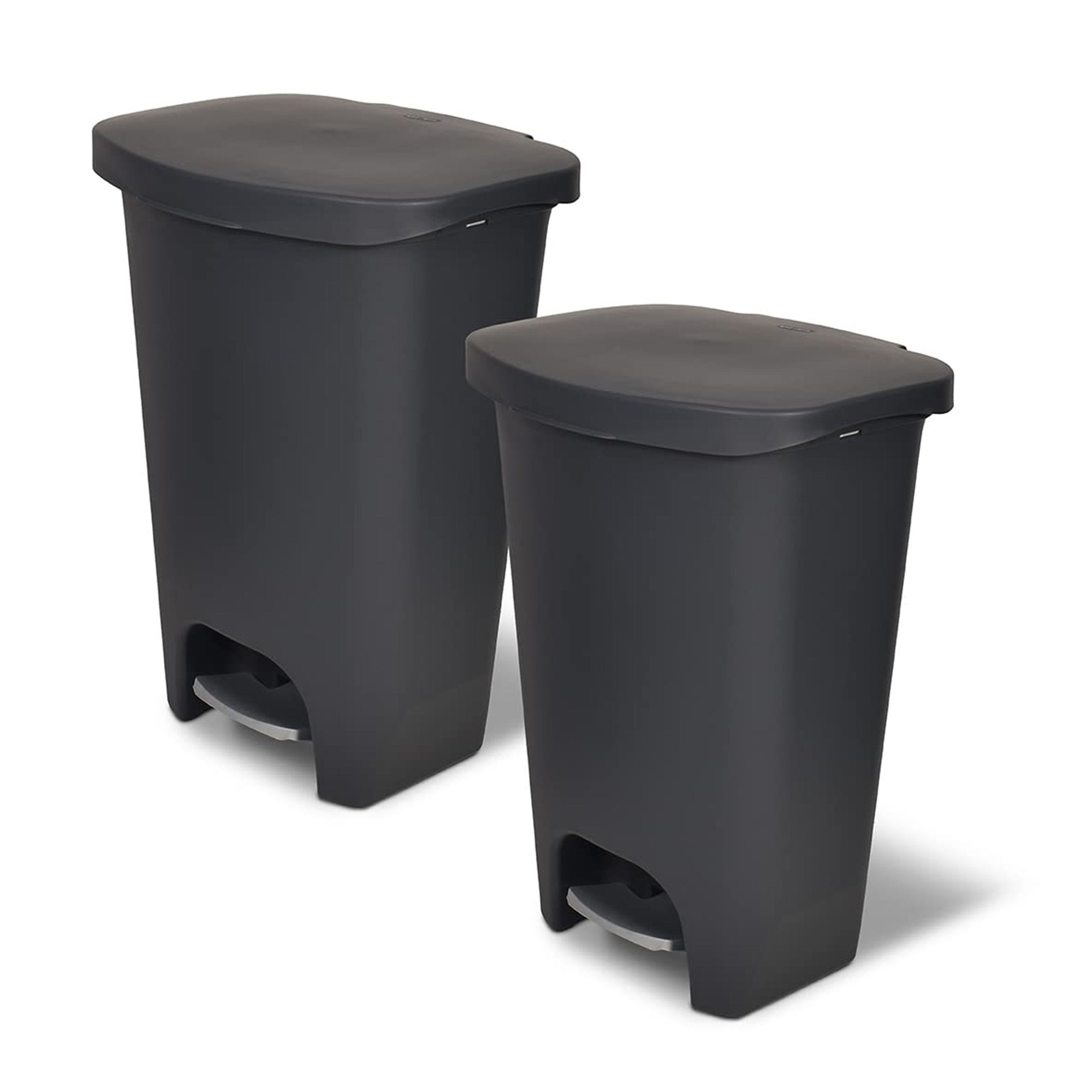 Glad 13 Gal Trash Can w/Step Pedal & Odor Protection, Charcoal, 2pk (Open Box)