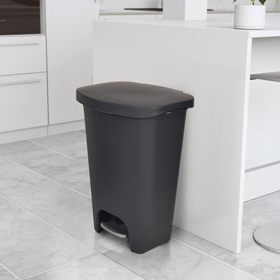 Glad 13 Gal Trash Can w/Step Pedal & Odor Protection, Charcoal, 2pk (Open Box)