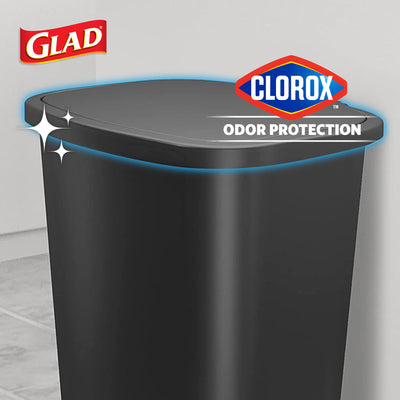 Glad 13 Gal Trash Can w/Step Pedal & Odor Protection, Charcoal, 2pk (Open Box)