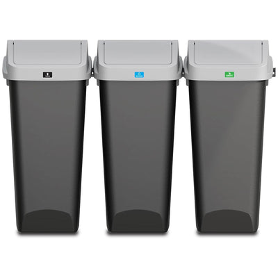 Glad Link & Sort 3-Piece Waste and Recycling Bin with Lid Set, 36 Gal,(Open Box) - VMInnovations