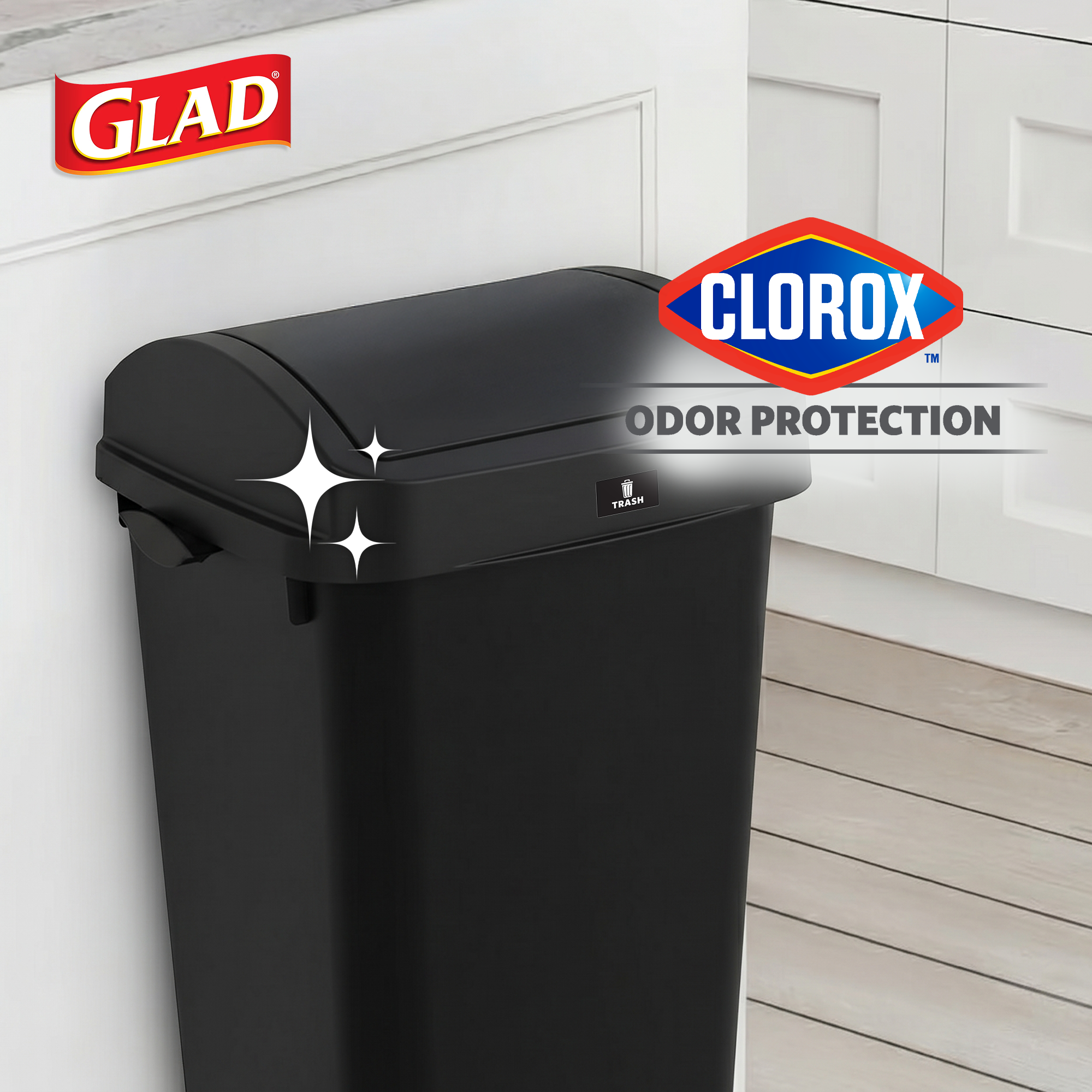 Glad Link & Sort 12 Gallon Plastic Waste and Recycling Bin with Lid, Black