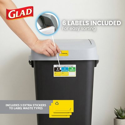 Glad Link & Sort 3-Piece Waste and Recycling Bin with Lid Set, 36 Gal,(Open Box) - VMInnovations