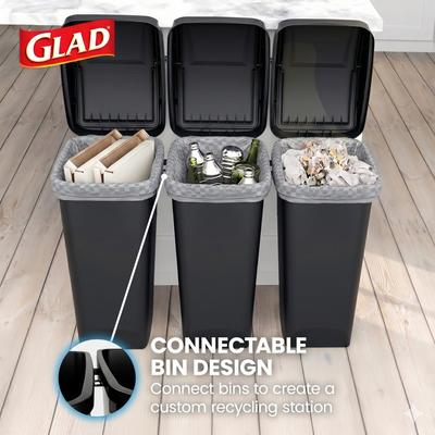 Glad Link & Sort 12 Gallon Plastic Waste and Recycling Bin with Lid (Used) - VMInnovations