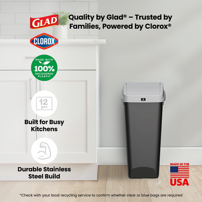 Glad Link & Sort 3-Piece Waste and Recycling Bin with Lid Set, 36 Gal,(Open Box) - VMInnovations