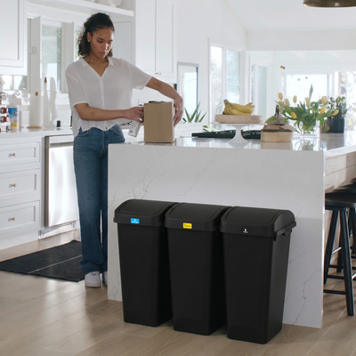 Glad Link & Sort 12 Gallon Plastic Waste and Recycling Bin with Lid (Used) - VMInnovations