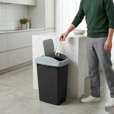 Glad Link & Sort 3-Piece Waste and Recycling Bin with Lid Set, 36 Gal,(Open Box) - VMInnovations