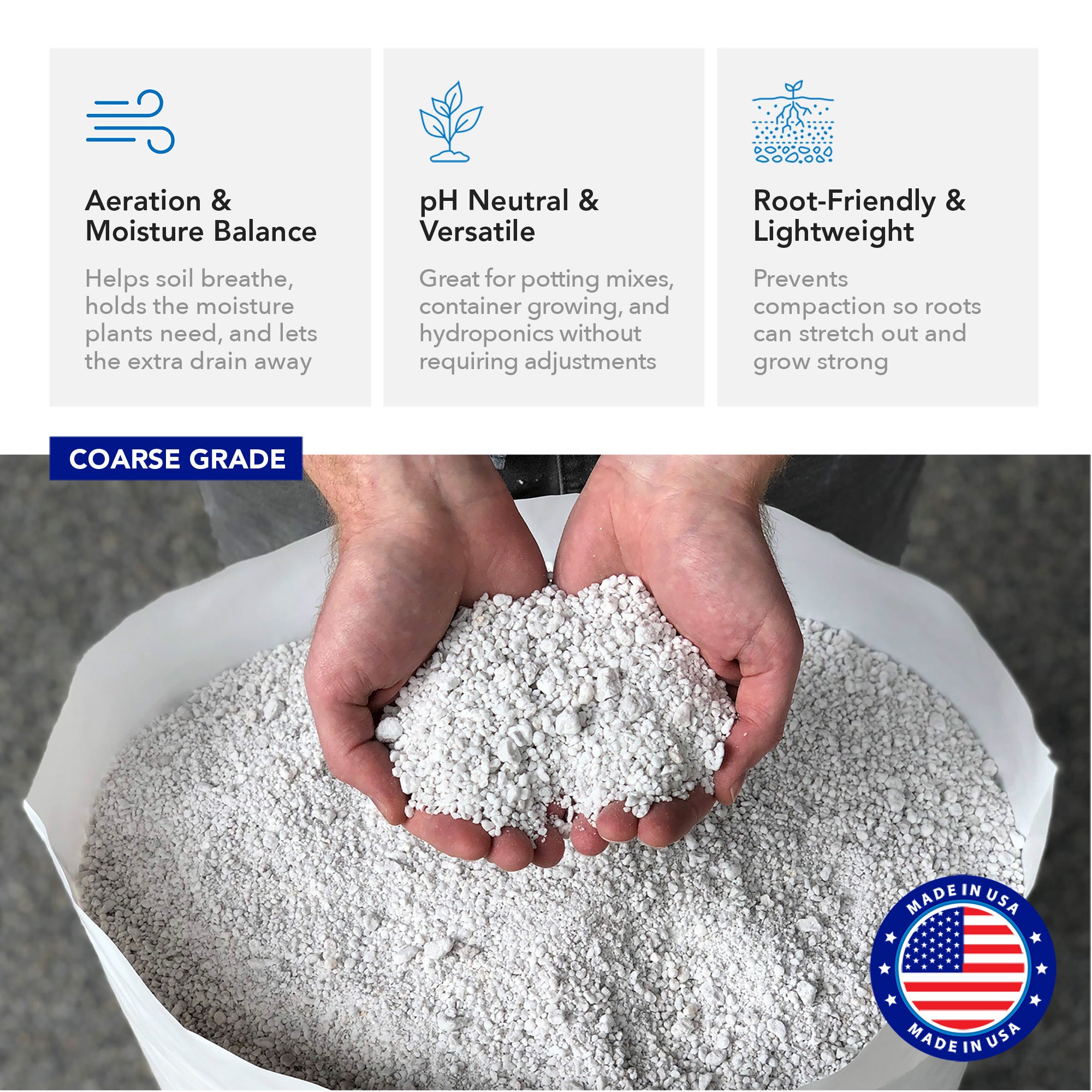 Supreme Perlite Coarse Horticultural Perlite for Potting Soil Mixes, 24 Qt Bag - VMInnovations