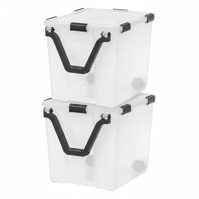 IRIS USA 6 Pack 106 Quart WEATHERPRO Wheeled Plastic Storage Bin with Secure Lid
