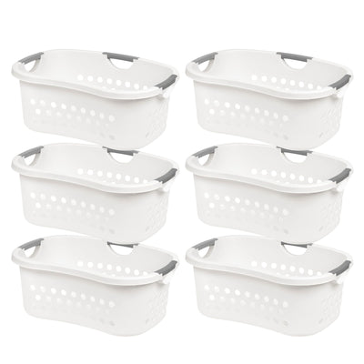IRIS 6 Pack Comfort Carry Lightweight Laundry Basket w/ Ergonomic Curves, White