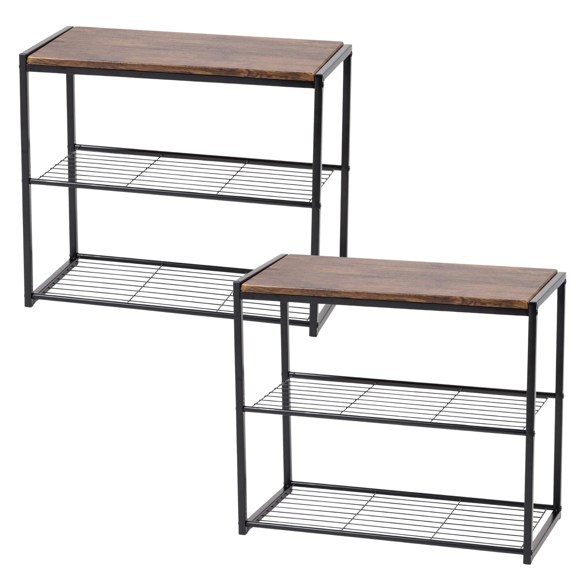 IRIS USA 2 Pack Stackable 3 Level Shoe Storage Bench for Closet or Entryway - VMInnovations