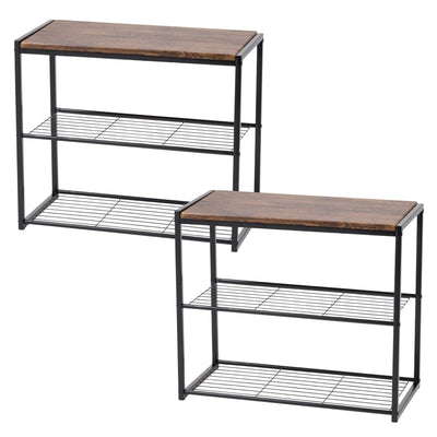 IRIS USA 2 Pack Stackable 3 Level Shoe Storage Bench for Closet or Entryway - VMInnovations