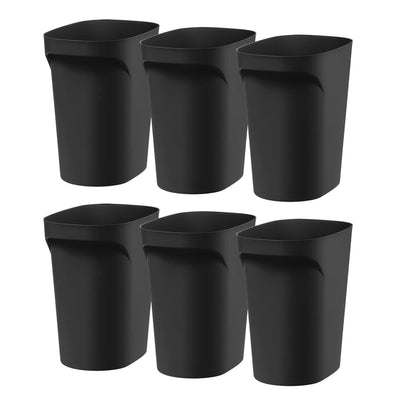 IRIS USA 6 Pack Small Trash Can, 6 Gal Plastic Wastebasket with Handle, Black - VMInnovations