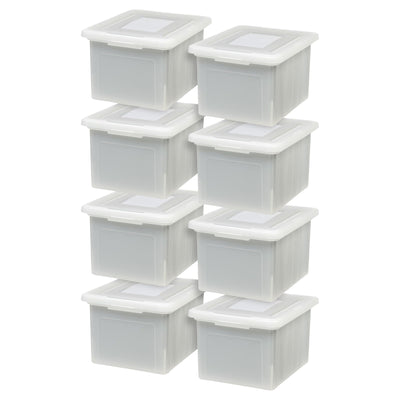 IRIS USA 8 Pack Plastic Organizer with Lids for Letter/Legal File, 35 Qt, Pearl