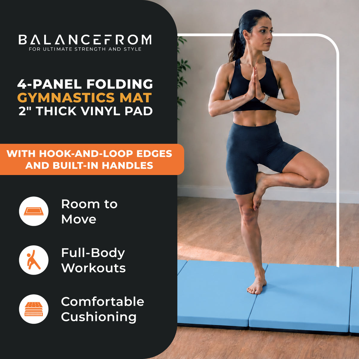BalanceFrom Fitness 120x48" All Purpose Folding Gymnastics Exercise Mat, Blue