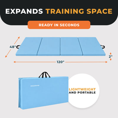 BalanceFrom Fitness 120x48" All Purpose Folding Gymnastics Exercise Mat, Blue