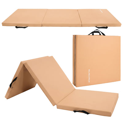 BalanceFrom Fitness GoGym 6x2' Folding 3 Panel Exercise Mat with Handles, Beige