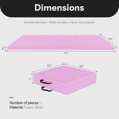 BalanceFrom Fitness GoGym 6x2' Folding 3 Panel Exercise Mat with Handles, Pink