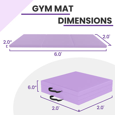 BalanceFrom Fitness GoGym 6x2' Folding 3 Panel Exercise Mat with Handles, Purple