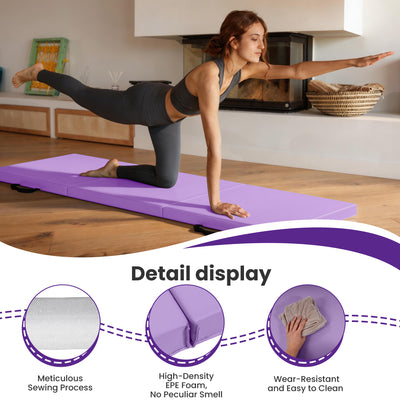 BalanceFrom Fitness GoGym 6x2' Folding 3 Panel Exercise Mat with Handles, Purple