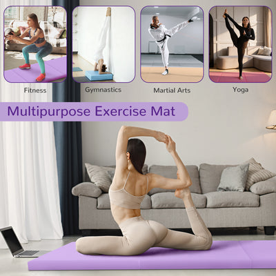 BalanceFrom Fitness GoGym 6x2' Folding 3 Panel Exercise Mat with Handles, Purple