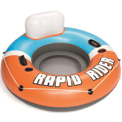 Bestway CoolerZ Rapid Rider Inflatable Blow Up Pool Chair Tube, Orange (6 Pack)