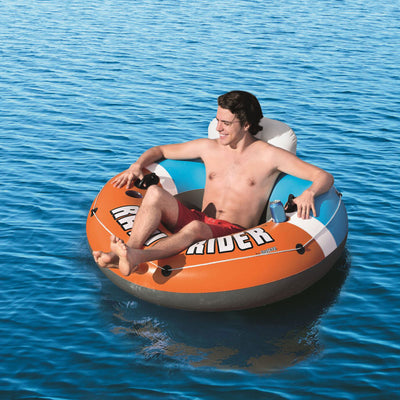 Bestway CoolerZ Rapid Rider Inflatable Blow Up Pool Chair Tube, Orange (4 Pack)