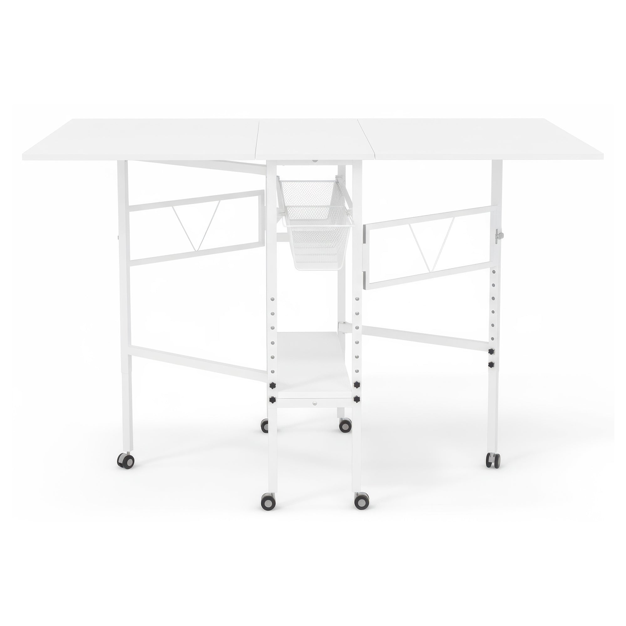Sew Ready Folding Sewing Craft Table with Storage Drawers and Wheels, (Used)