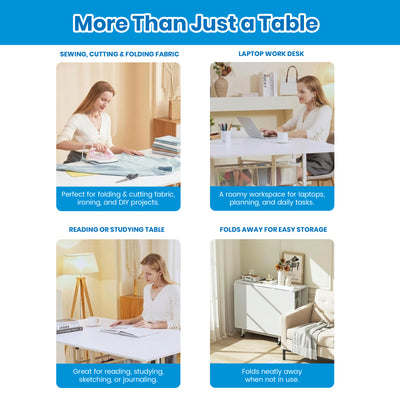 Sew Ready Folding Sewing Craft Table with Storage Drawers and Wheels (Open Box)