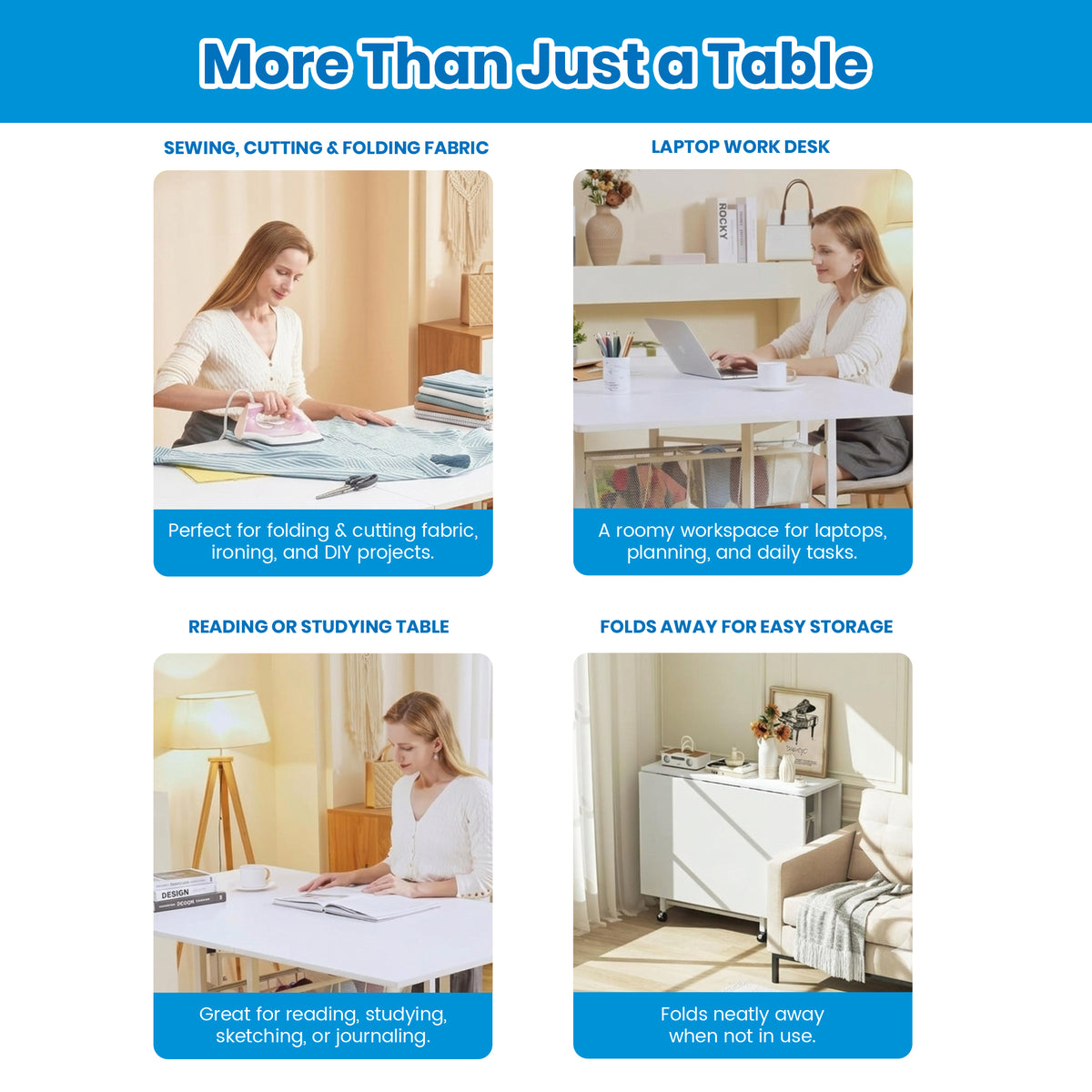 Sew Ready Folding Sewing Craft Table with Storage Drawers and Wheels (For Parts)