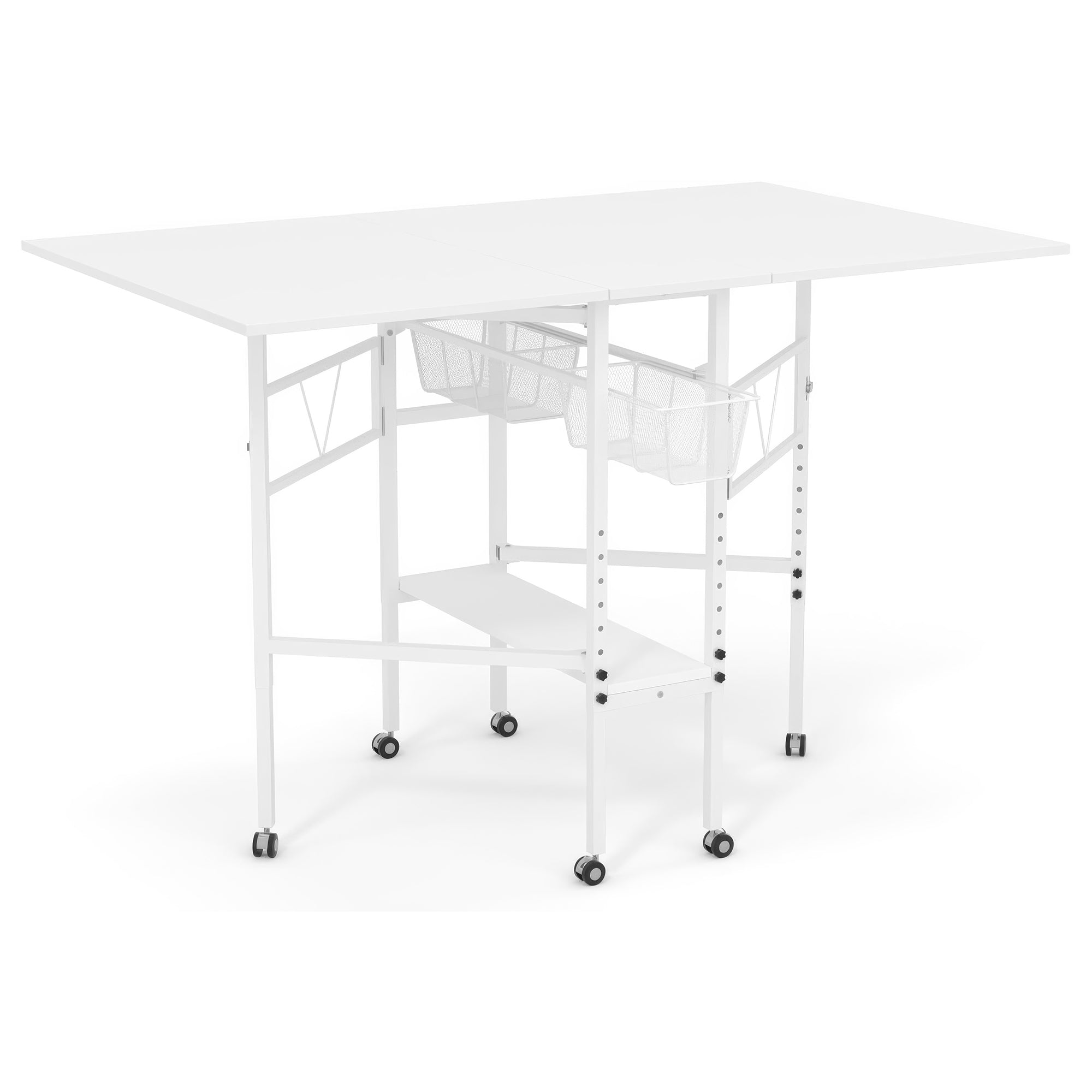 Sew Ready Folding Sewing Craft Table with Storage Drawers and Wheels, (Used)