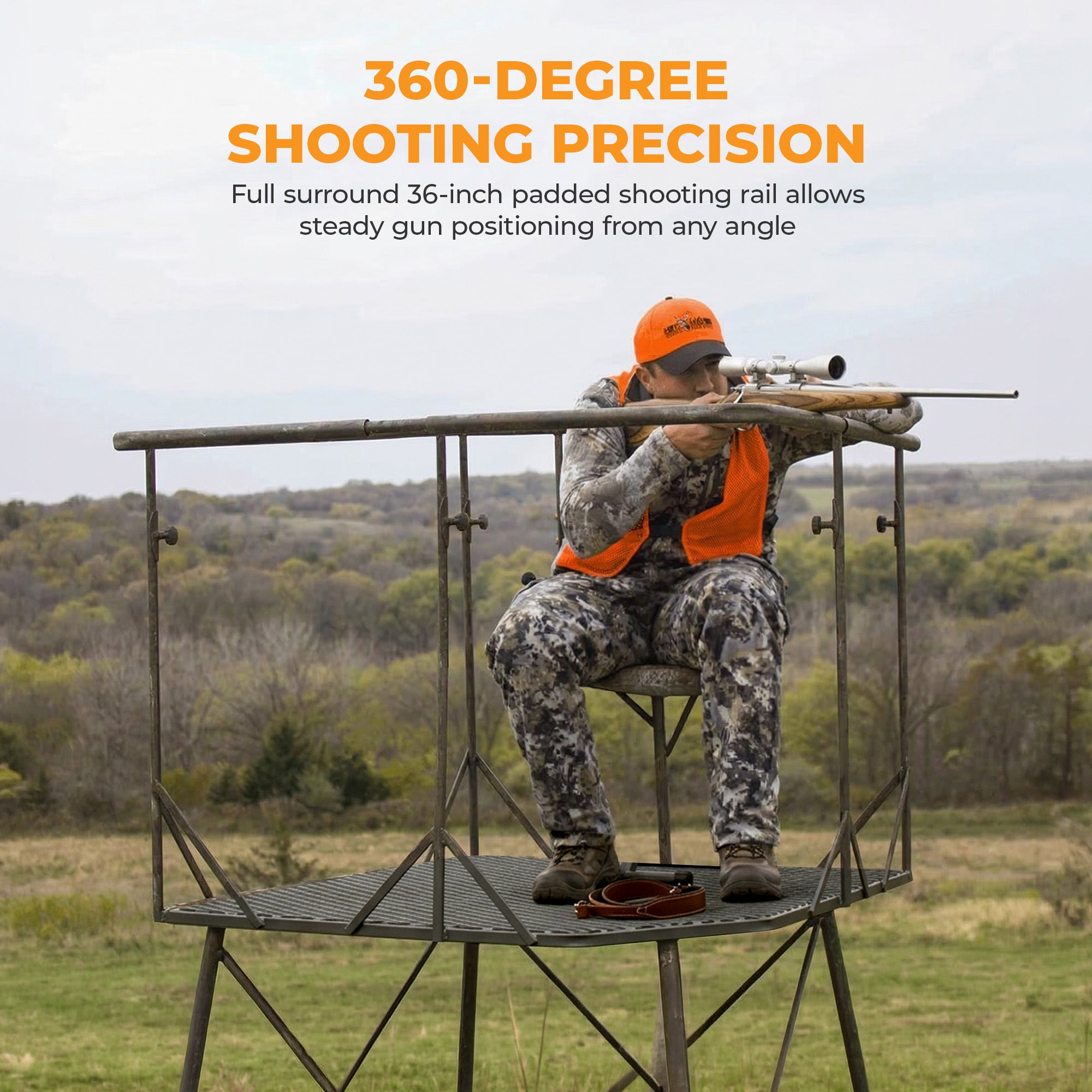 Muddy Roost Quad Pod 10' Steel Hunting Stand with Ladder, Steel Frame, Camo (For Parts)