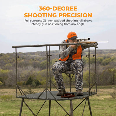 Muddy Roost Quad Pod 10' Steel Hunting Stand with Ladder, Steel Frame, Camo (For Parts)