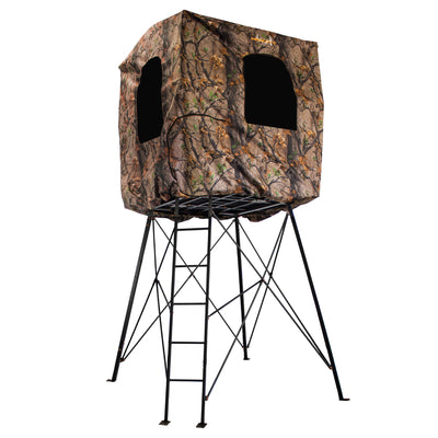 Muddy Roost Quad Pod 10' Steel Hunting Stand with Ladder, Steel Frame, Camo (For Parts)