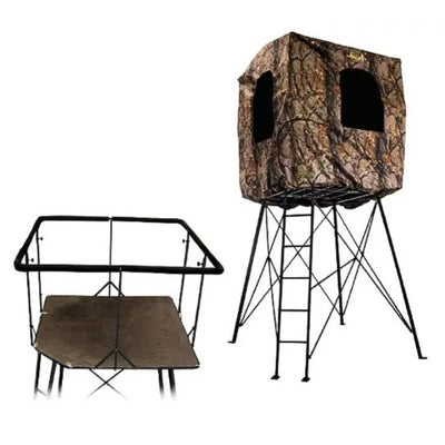Muddy Quad Pod Deluxe 12' Steel Hunting Stand with Ladder, Steel Frame, Camo - VMInnovations