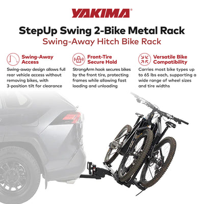 Yakima StepUp Swing 2-Bike Metal Swing-Away Rack for Vehicles, Fits 2" Hitches - VMInnovations