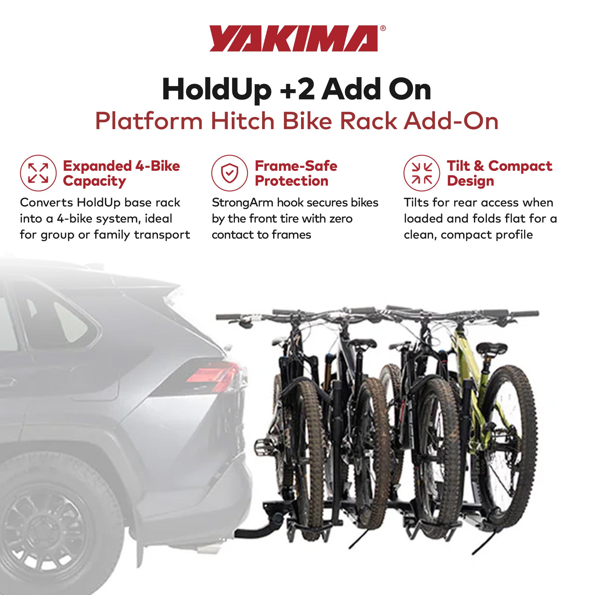 HoldUp +2 Add-On Metal Bike Rack Extension for 2-in Hitch Receivers (Open Box)