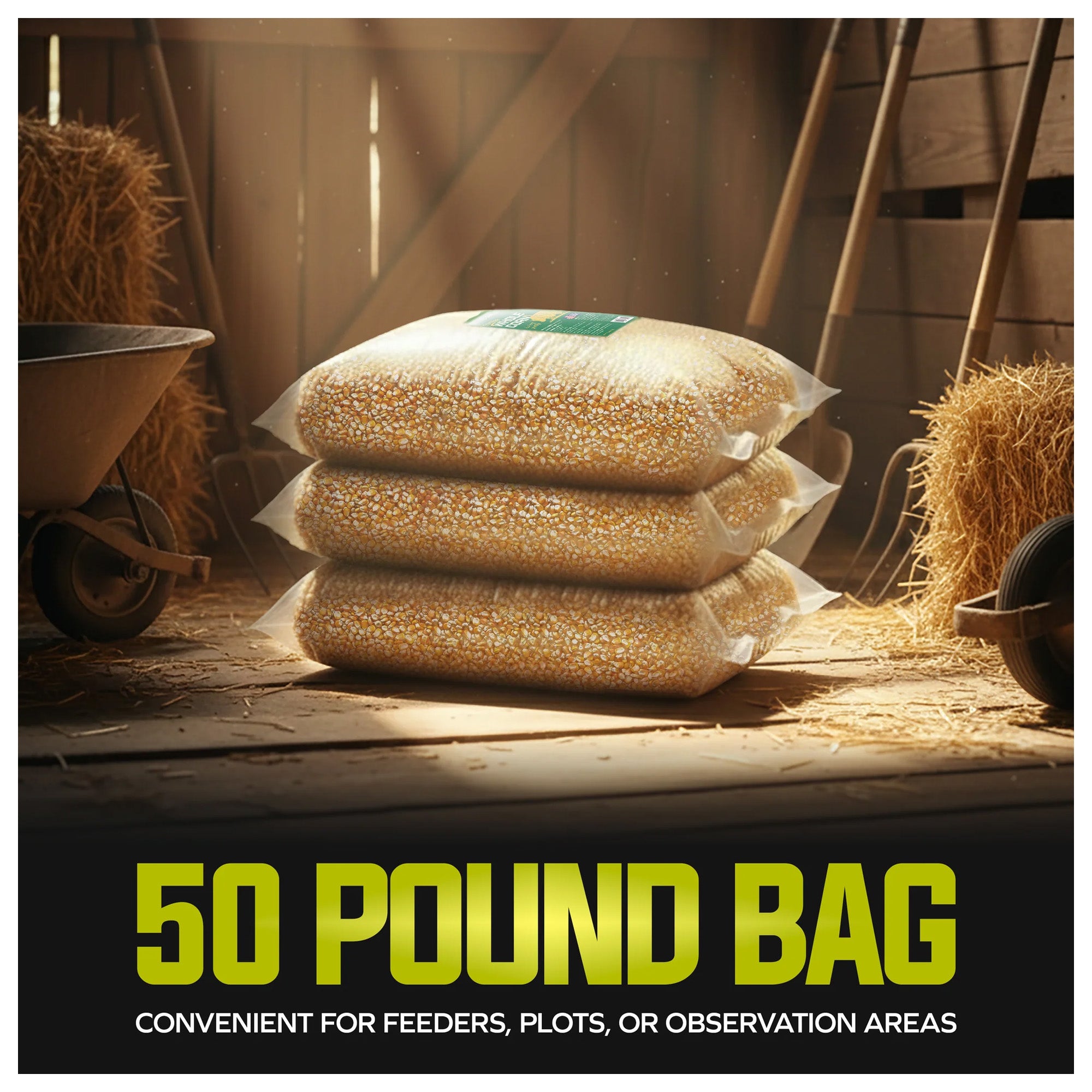Sun Joe Whole Corn, All Season Feed for Wildlife and Outdoor Feeding, 50 lb Bag - VMInnovations