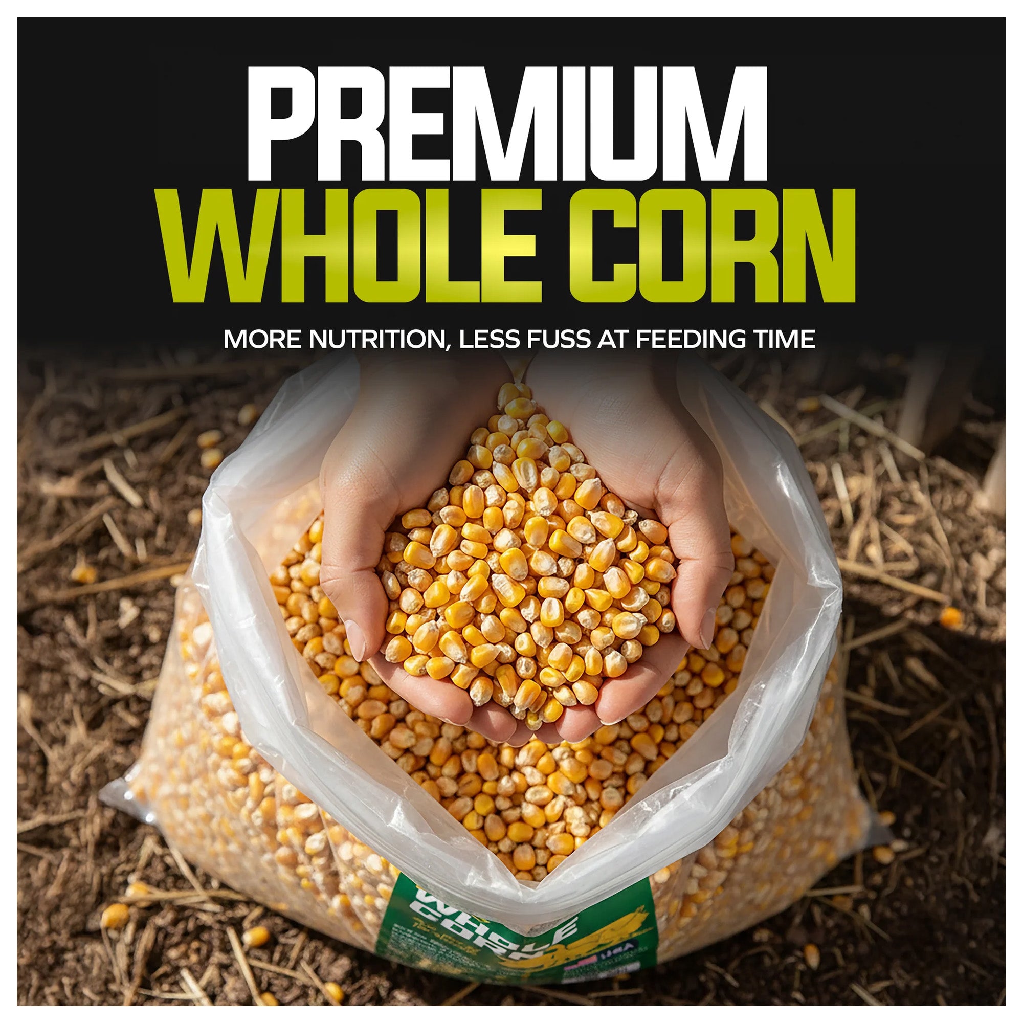 Sun Joe Whole Corn, All Season Feed for Wildlife and Outdoor Feeding, 50 lb Bag - VMInnovations