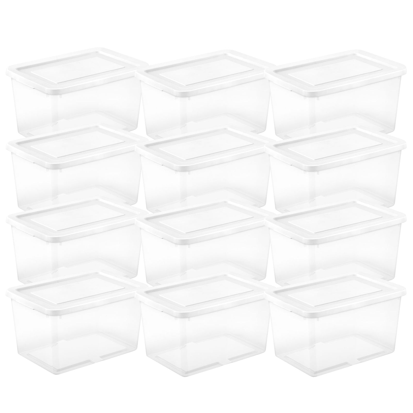 Sterilite 20 Qt Storage Boxes, Clear Plastic Containers w/ Lid, Set of 12, White - VMInnovations