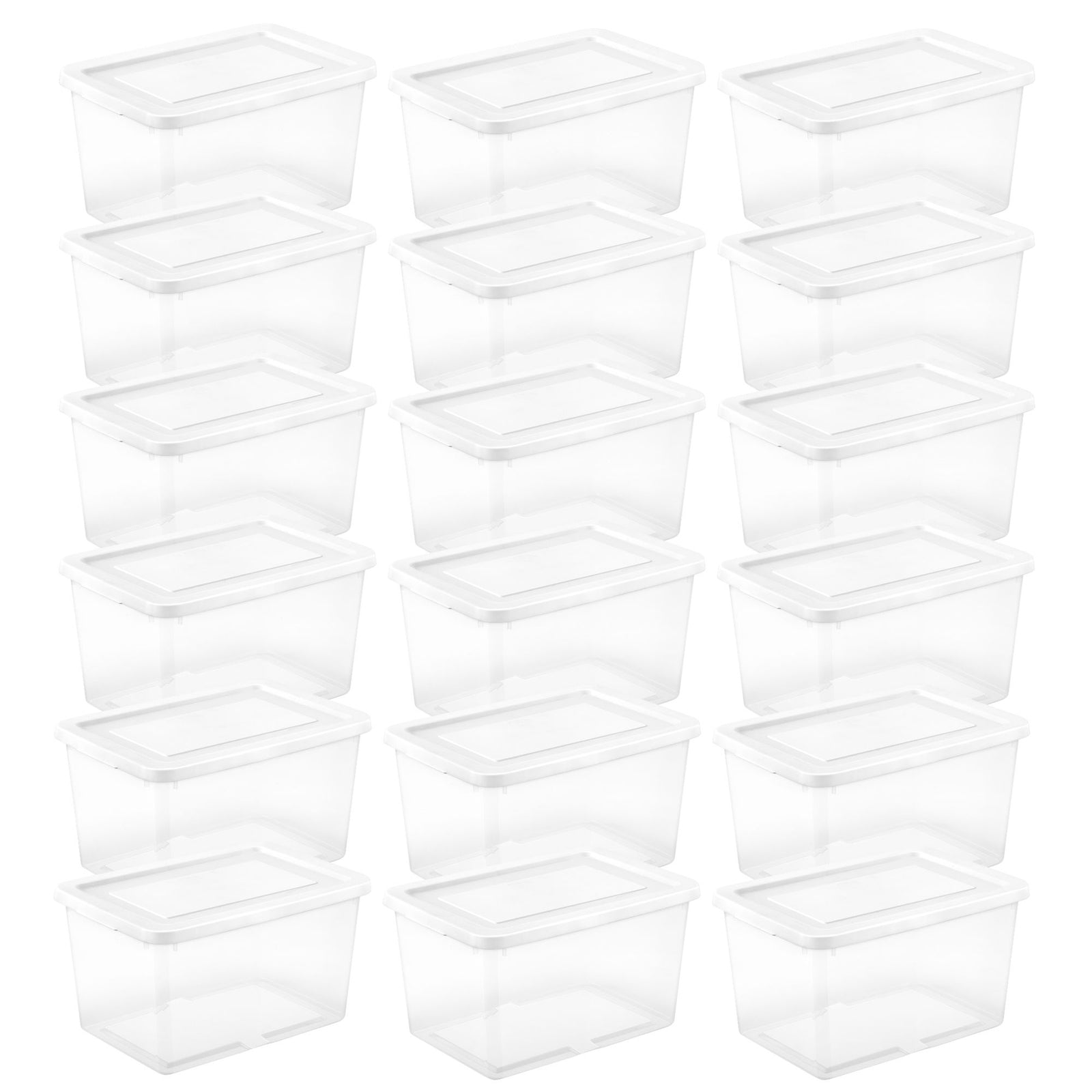 Sterilite 20 Qt Storage Boxes, Clear Plastic Containers w/ Lid, Set of 18, White - VMInnovations