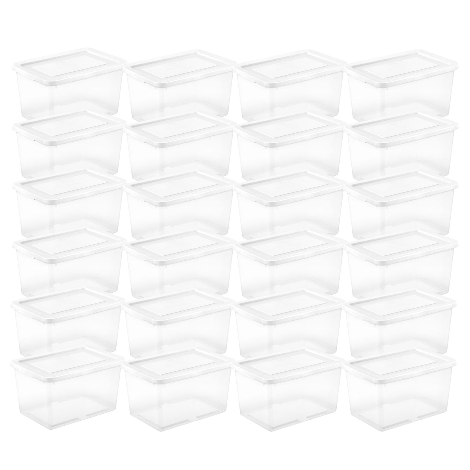 Sterilite 20 Qt Storage Boxes, Clear Plastic Containers w/ Lid, Set of 24, White - VMInnovations