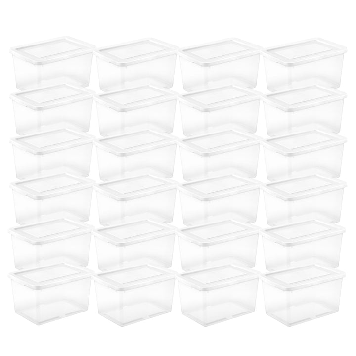 Sterilite 20 Qt Storage Boxes, Clear Plastic Containers w/ Lid, Set of 24, White - VMInnovations