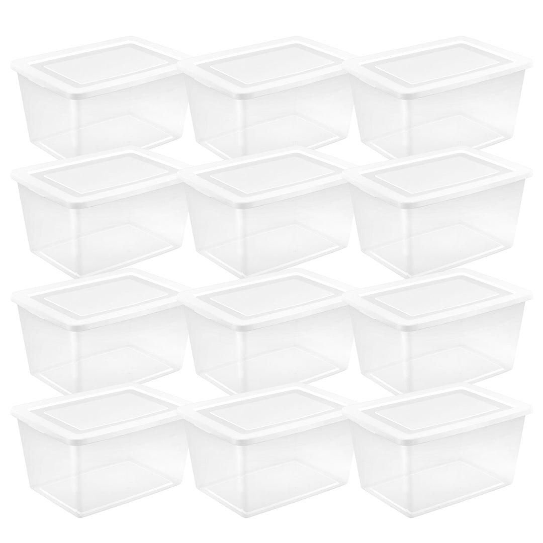 Sterilite 58 Qt Storage Boxes, Clear Plastic Containers w/ Lid, Set of 12, White - VMInnovations