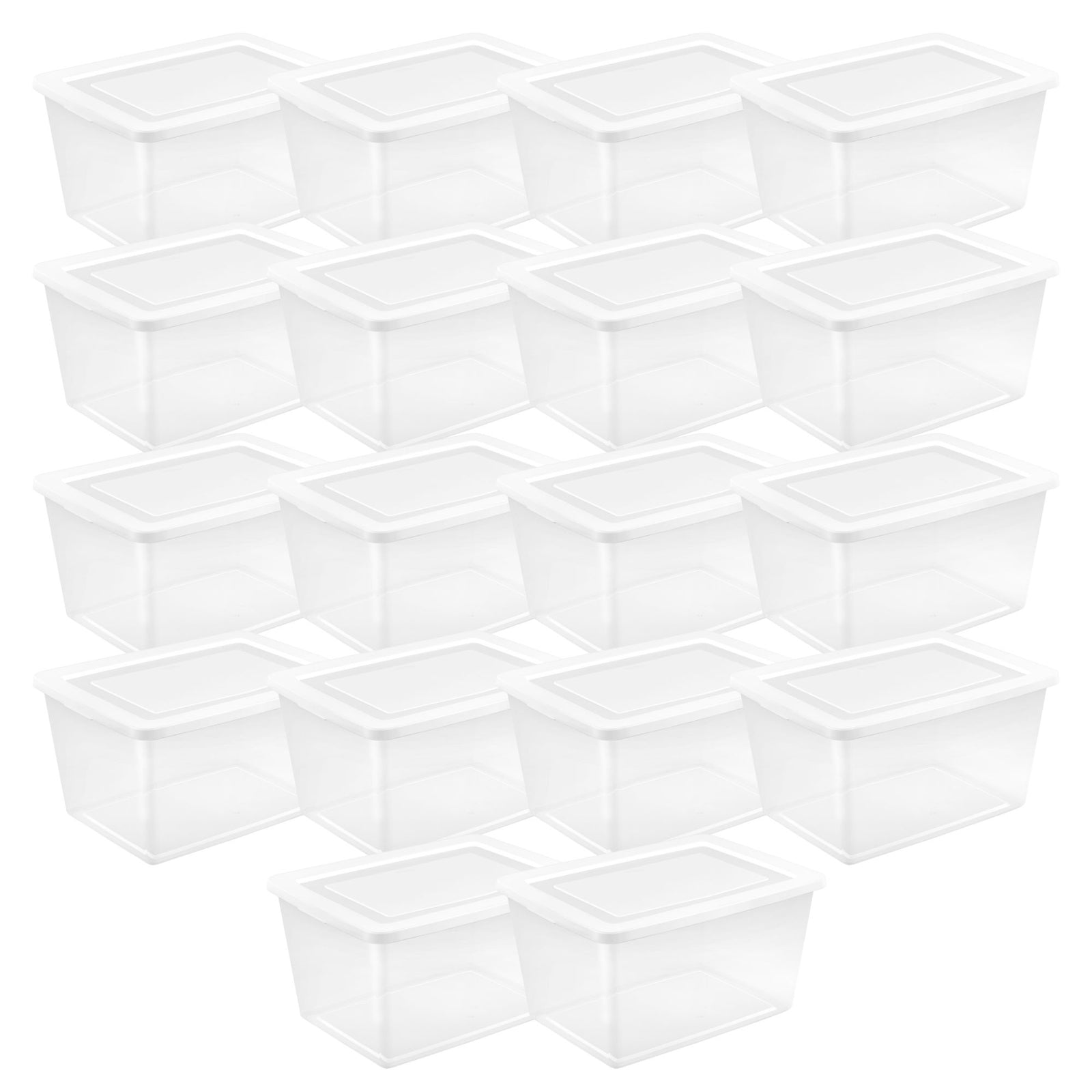 Sterilite 58 Qt Storage Boxes, Clear Plastic Containers w/ Lid, Set of 18, White - VMInnovations