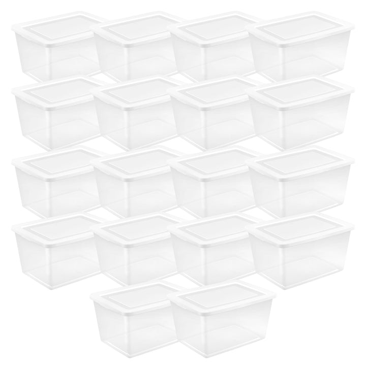 Sterilite 58 Qt Storage Boxes, Clear Plastic Containers w/ Lid, Set of 18, White - VMInnovations