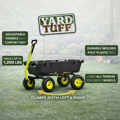 Yard Tuff 7 Cu Ft Poly Dual Side Dump Wagon, Tow Behind, 1000 Lb Capacity