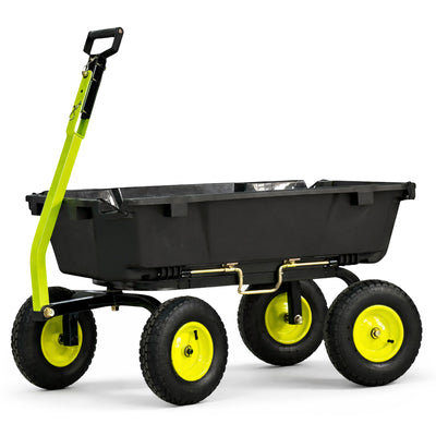 Yard Tuff 7 Cu Ft Poly Dual Side Dump Wagon, Tow Behind, 1000 Lb Capacity