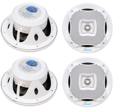 4) LANZAR AQ5CXW 5.25" 800W 2-Way Marine Boat Speakers Water Resistant White