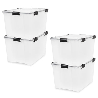 IRIS USA 4 Pack 74 Qt Storage Bins Plastic Gasket Box with Tight Latching Lids
