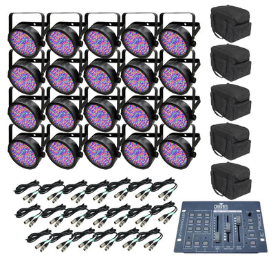 Chauvet SlimPar 56 LED Par 20 Can Lights + Obey 3 DMX Controller + 5 Light Cases